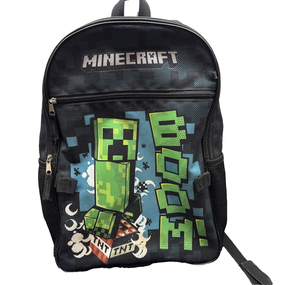 Minecraft TNT Boom Green & Black Kids Backpack 100% Polyester 2021 Mojang